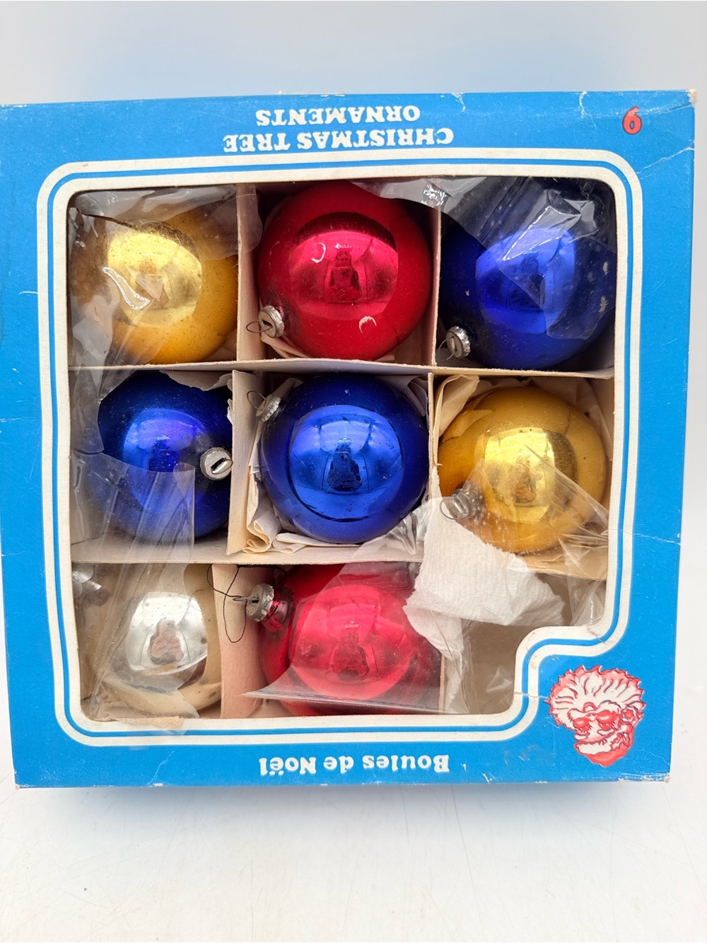 Vintage Glossy Multicolor Holiday Glass Ornament Balls - Pack of 8